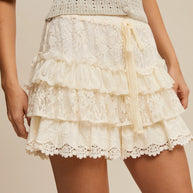 Lace Tiered Shorts with Ruffle