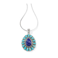 Sterling Silver Teardrop Lapis & Turquoise Pendant