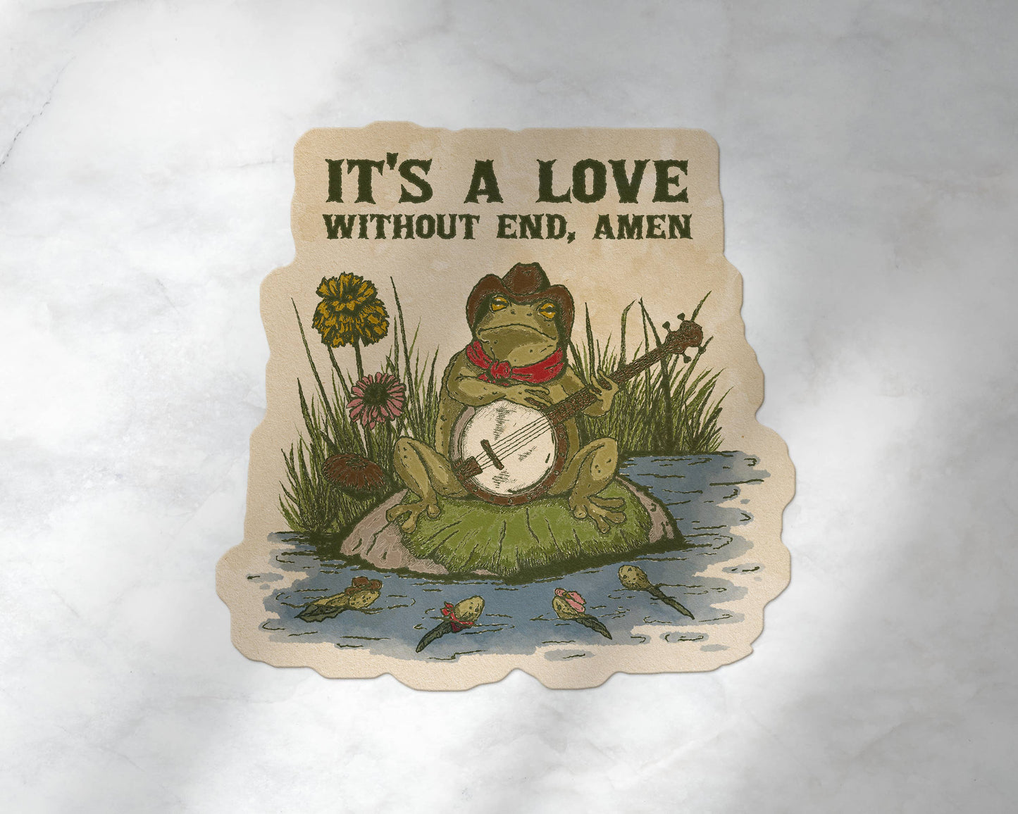 It's A Love Without End, Amen Cowboy Bullfrog Sticker