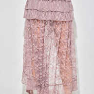 Lace Ruffle High-Low Skirt, Coco