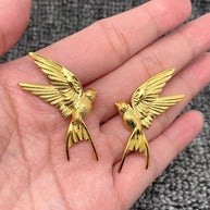 18K GP S. Steel Bird Stud Earrings