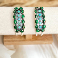 Irish Green Dahlia & Kingman Turquoise Adjustable Cuff Bangles sno 19