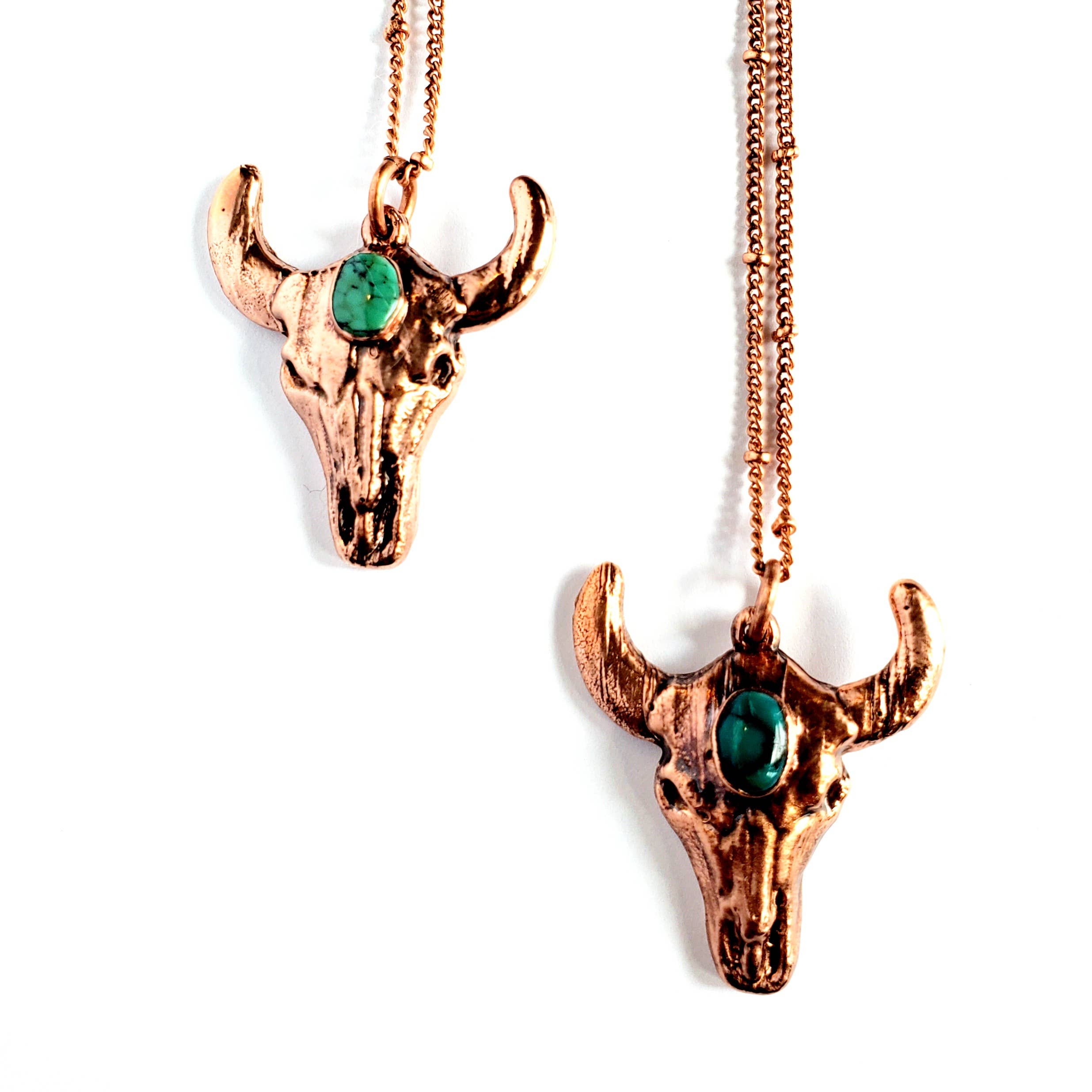 Turquoise Bull Skull Necklace