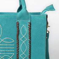 Western Leather Tote Bag with Hand-Stitched Detailing
