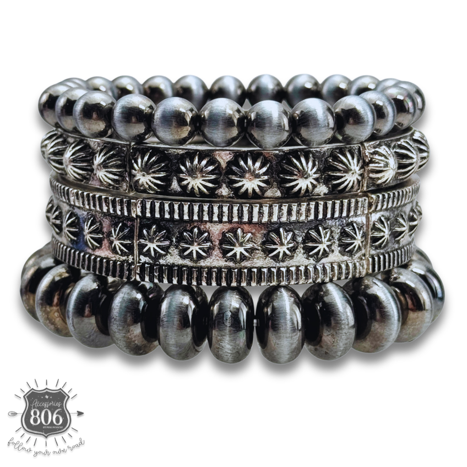 Silver cuff bracelet set