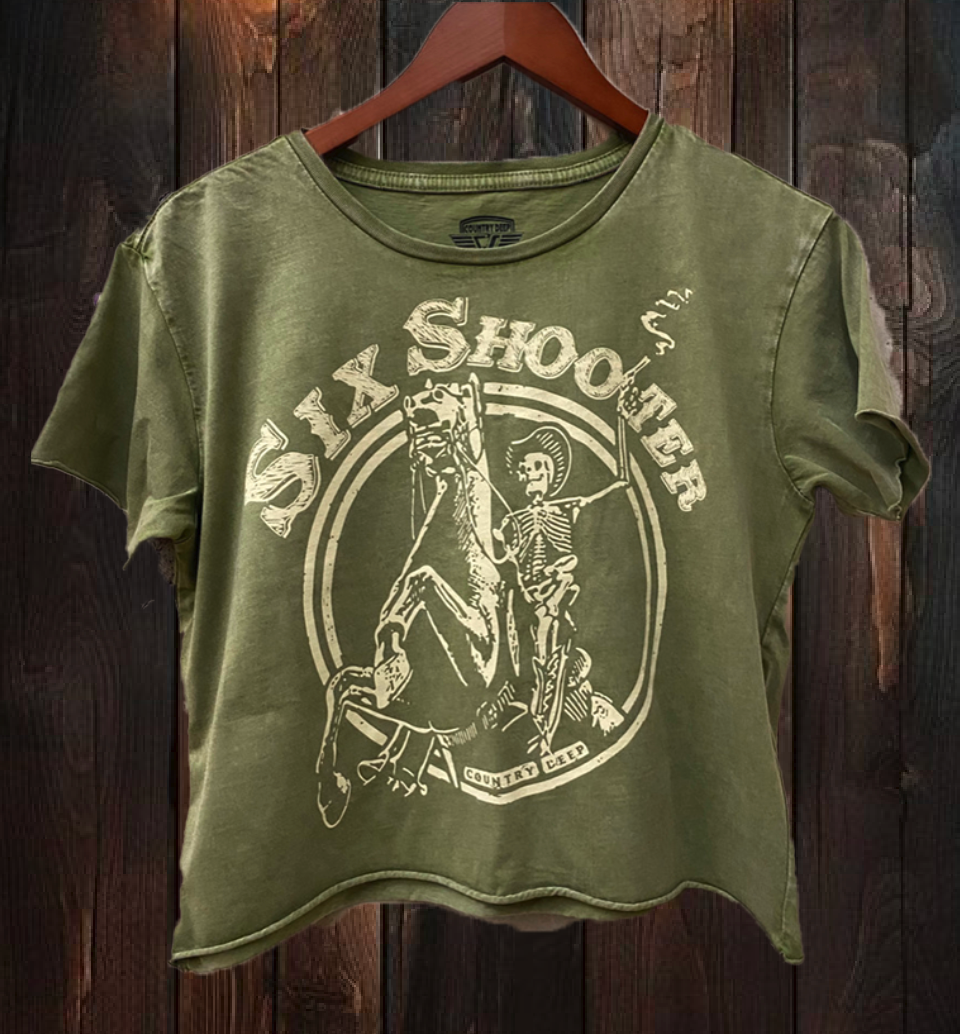 Six Shooter regular Cropped Acid wash T-shirt