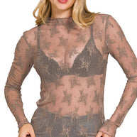 Lace Long-Sleeve Layering Top, Several Colors
