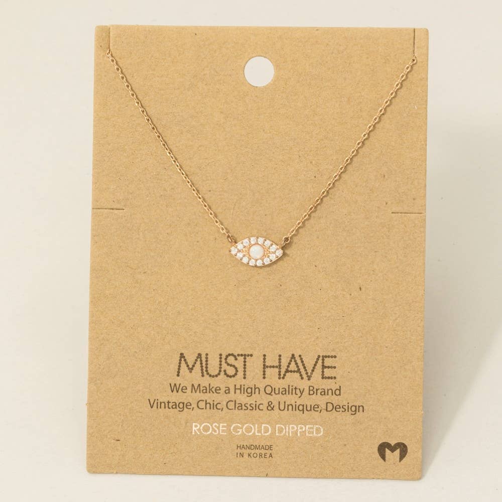 Opal Studded Evil Eye Necklace