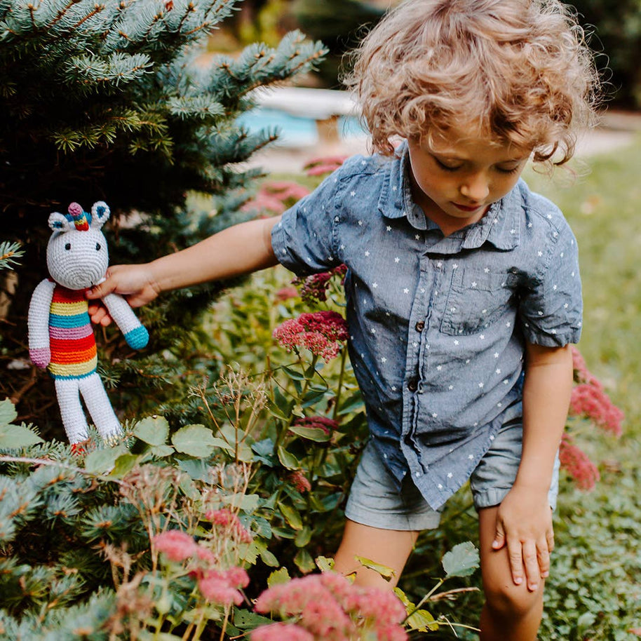 Handmade Crochet Rainbow Unicorn Rattle