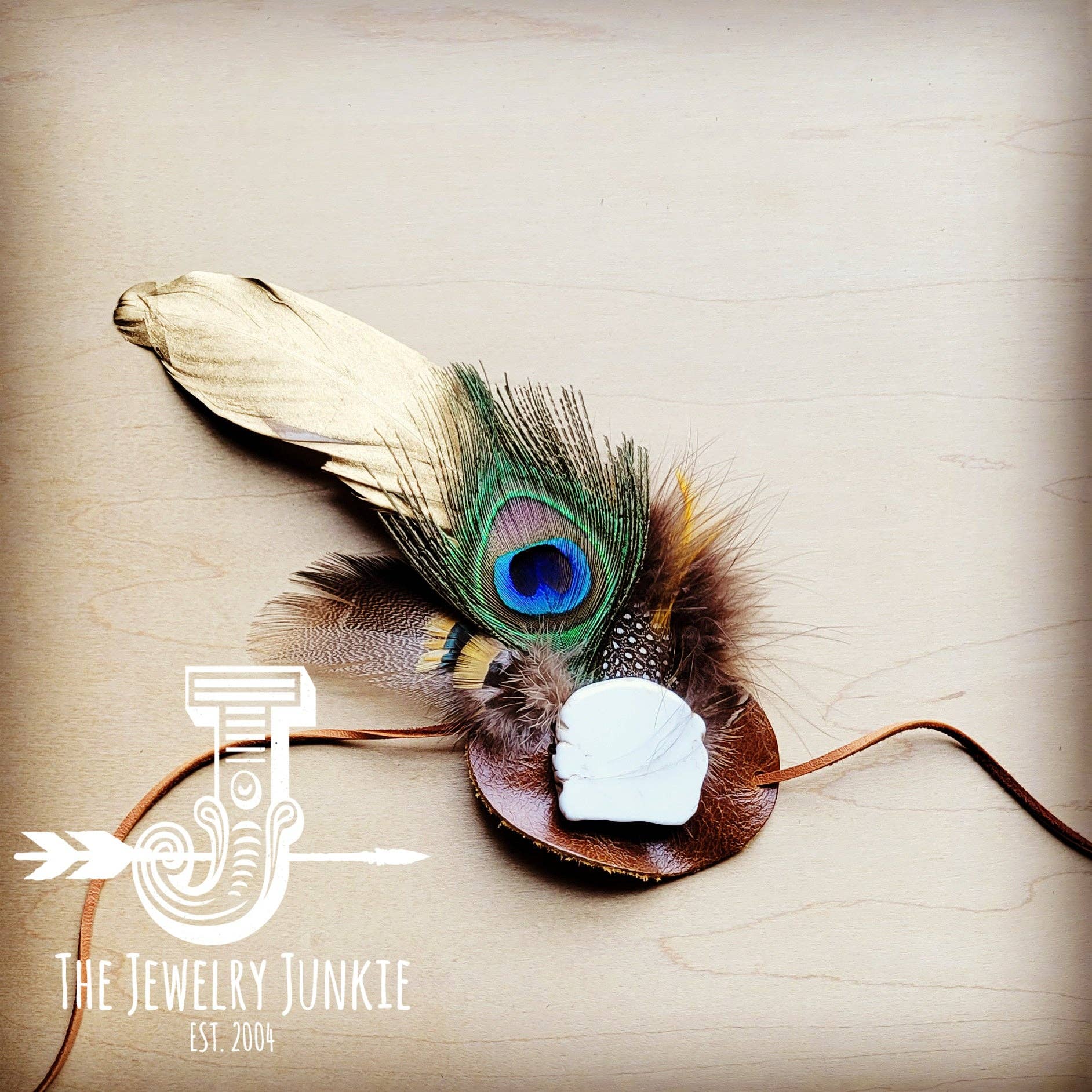 Peacock/Gold Feather Hat Band
