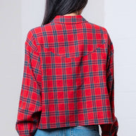 Red Western Plaid Shirt with Embroidery