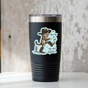 On My Way Cat Cowboy Sticker