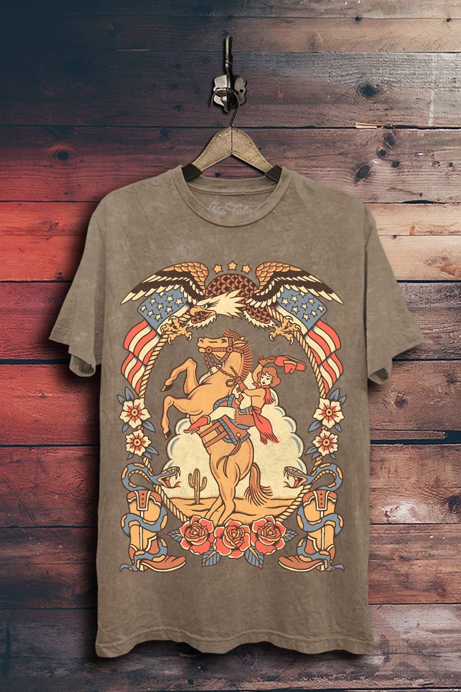 Western Cowgirl Tattoo Graphic T-Shirt