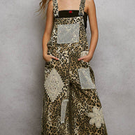 Crochet contrast patch overalls