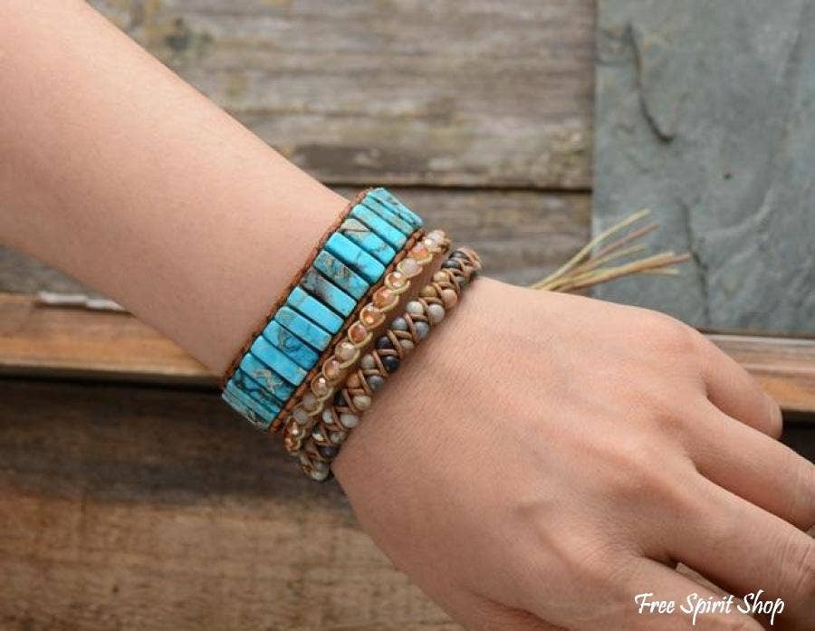 Turquoise Jasper Stone Tube Bracelet