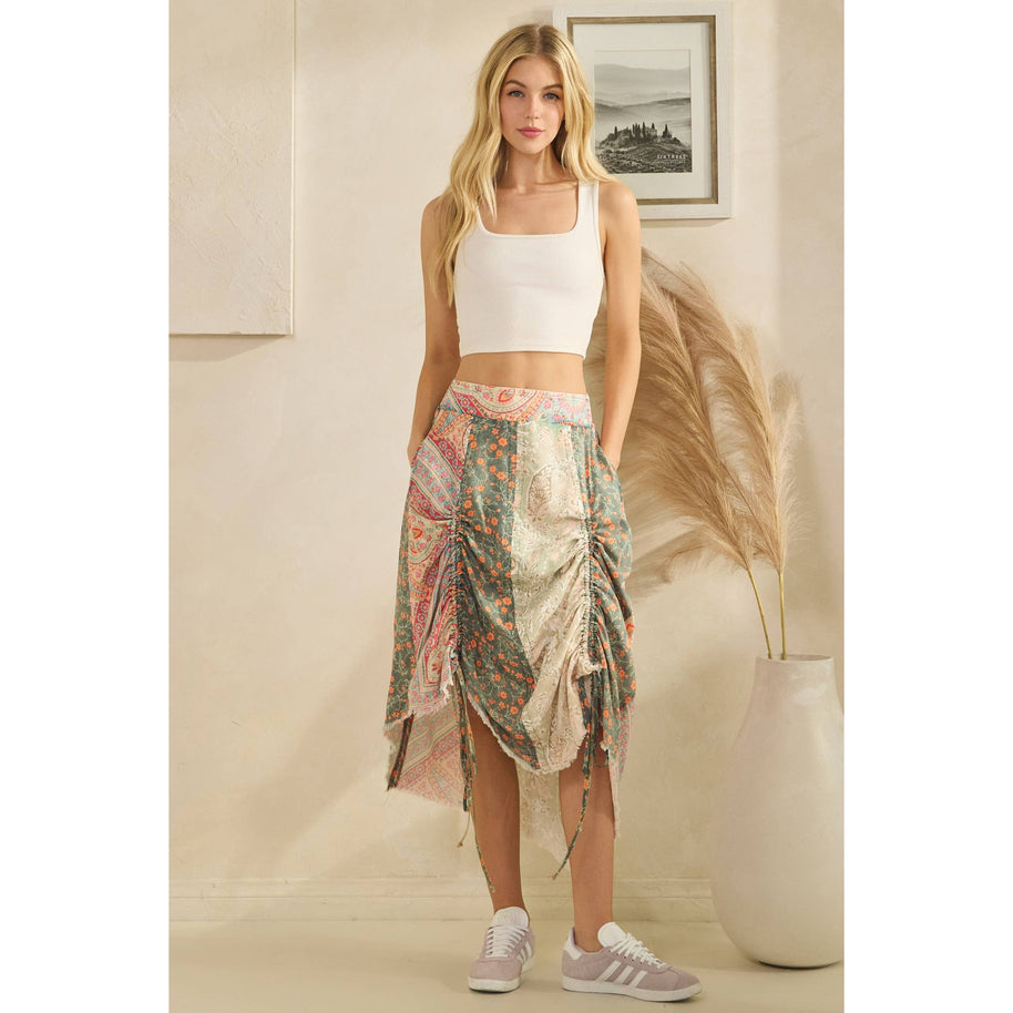 Cinched Patch Mini-Skirt