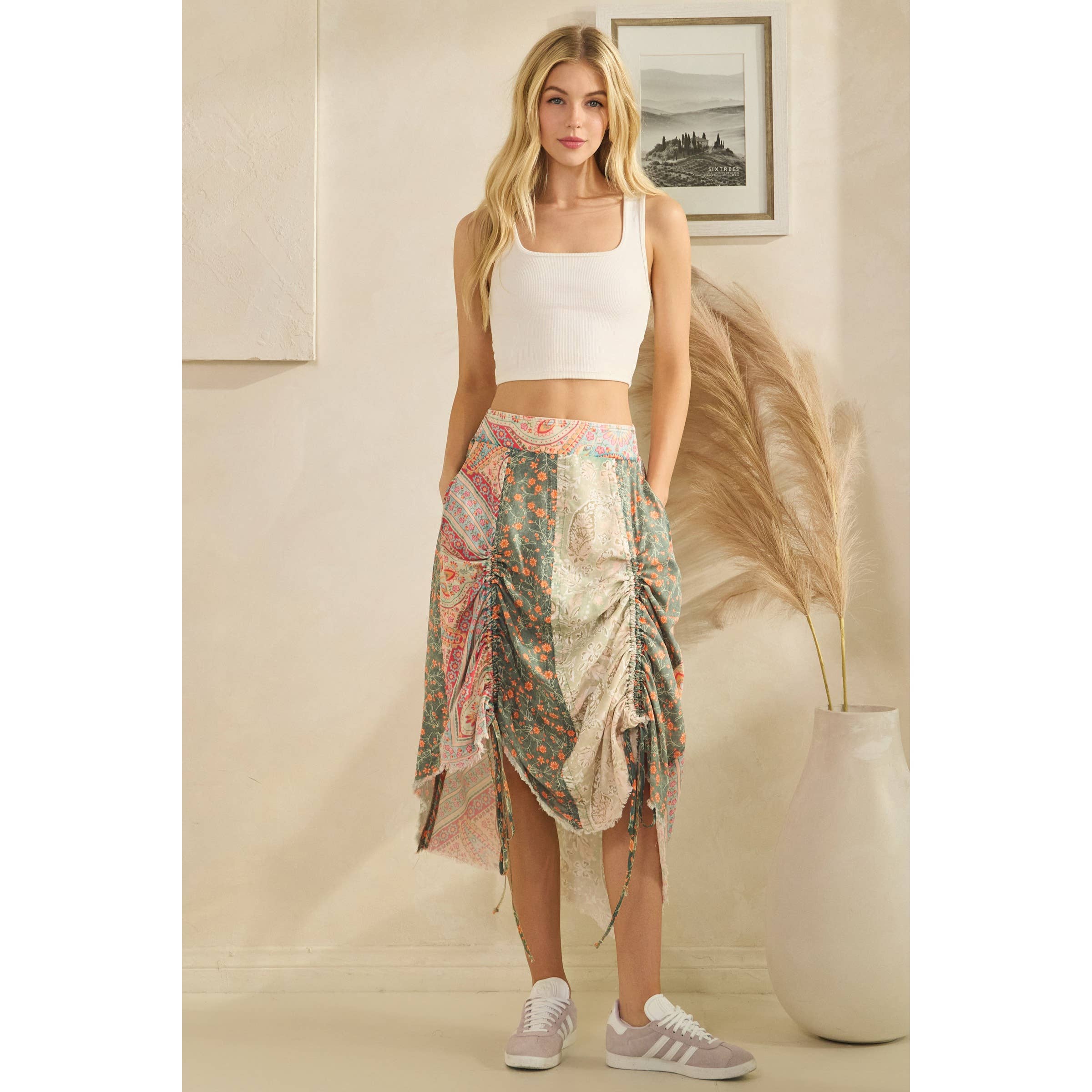Cinched Patch Mini-Skirt