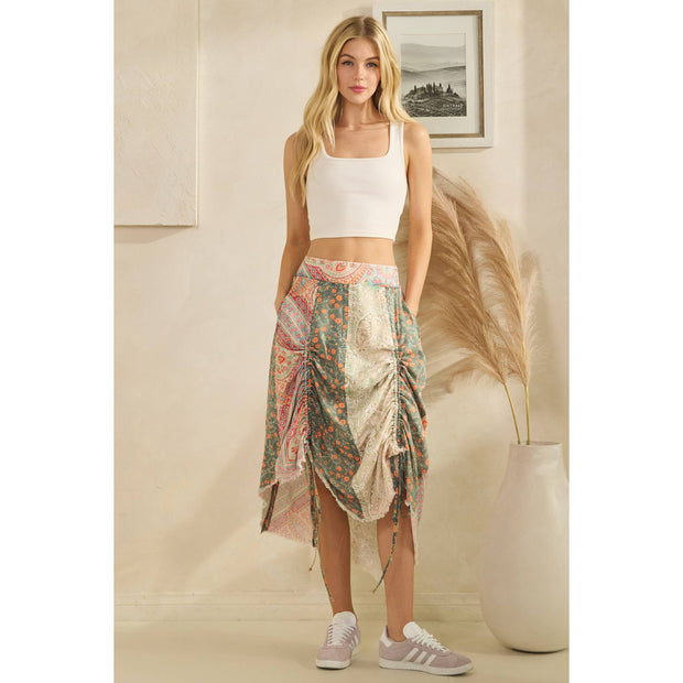 Cinched Patch Mini-Skirt