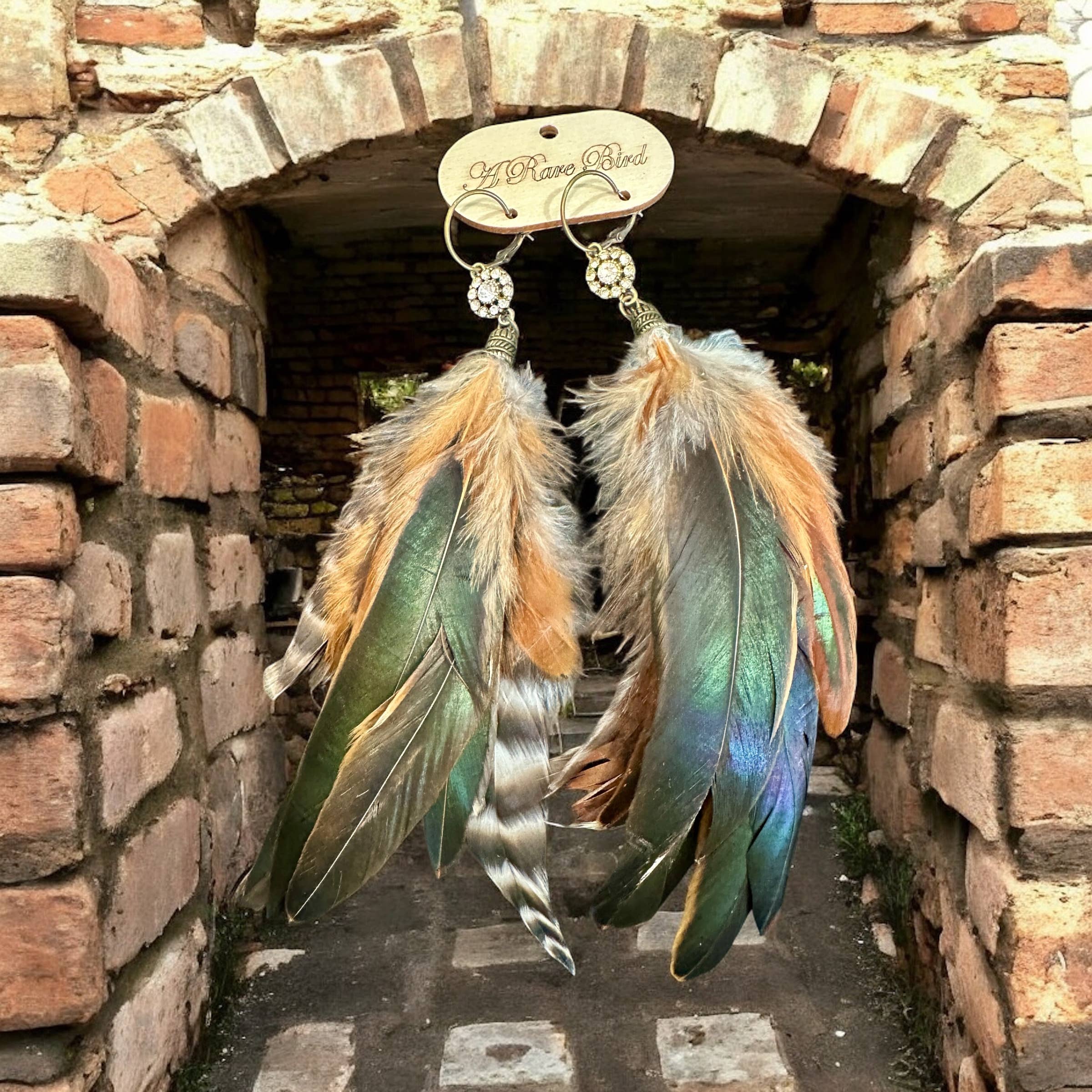 Rhinestone Feather Earrings