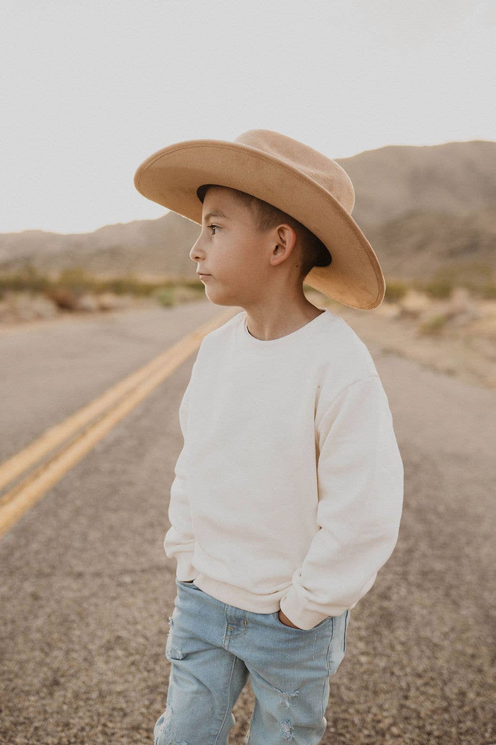 Kids Child Unisex Vegan Suede Western Cowboy Hat