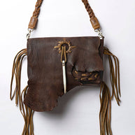 Rustic Leather Fringe Crossbody