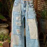 Patchwork & Stud Jeans