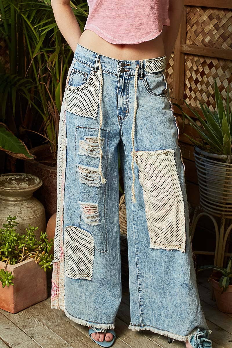 Patchwork & Stud Jeans