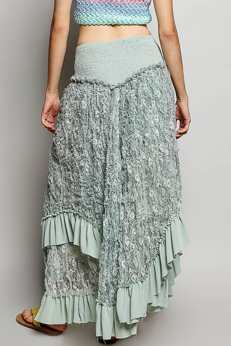 Reverse Ruffle Lace Skirt