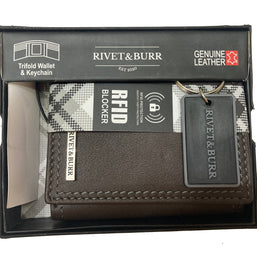 Double Stitch Leather Trifold Wallet