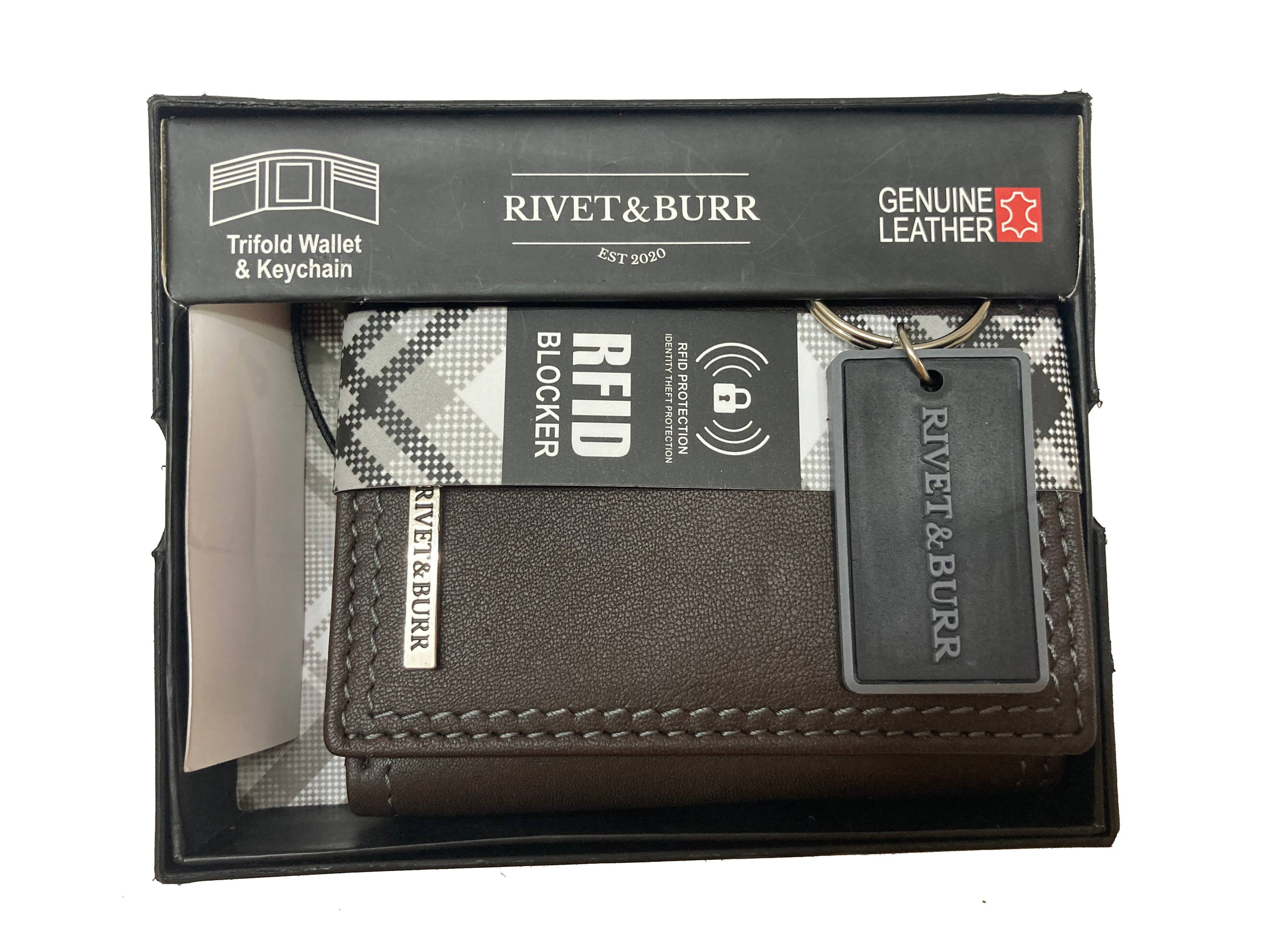 Double Stitch Leather Trifold Wallet