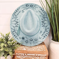 Engraved Floral Rancher Hat, Full Brim