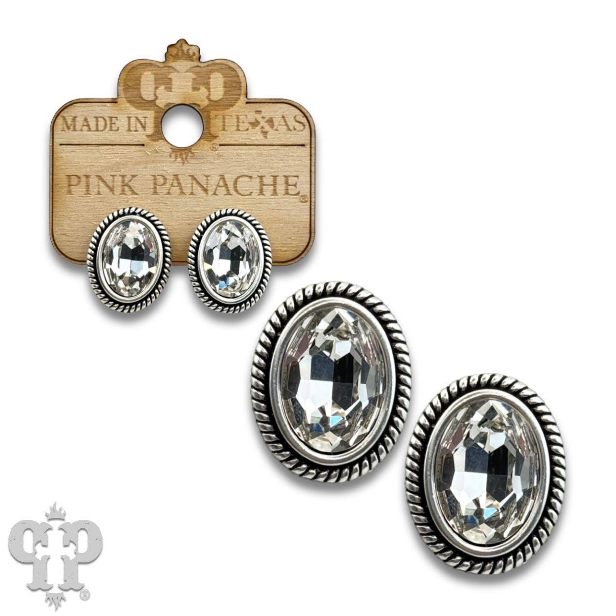 Oval rhinestone post earrings
