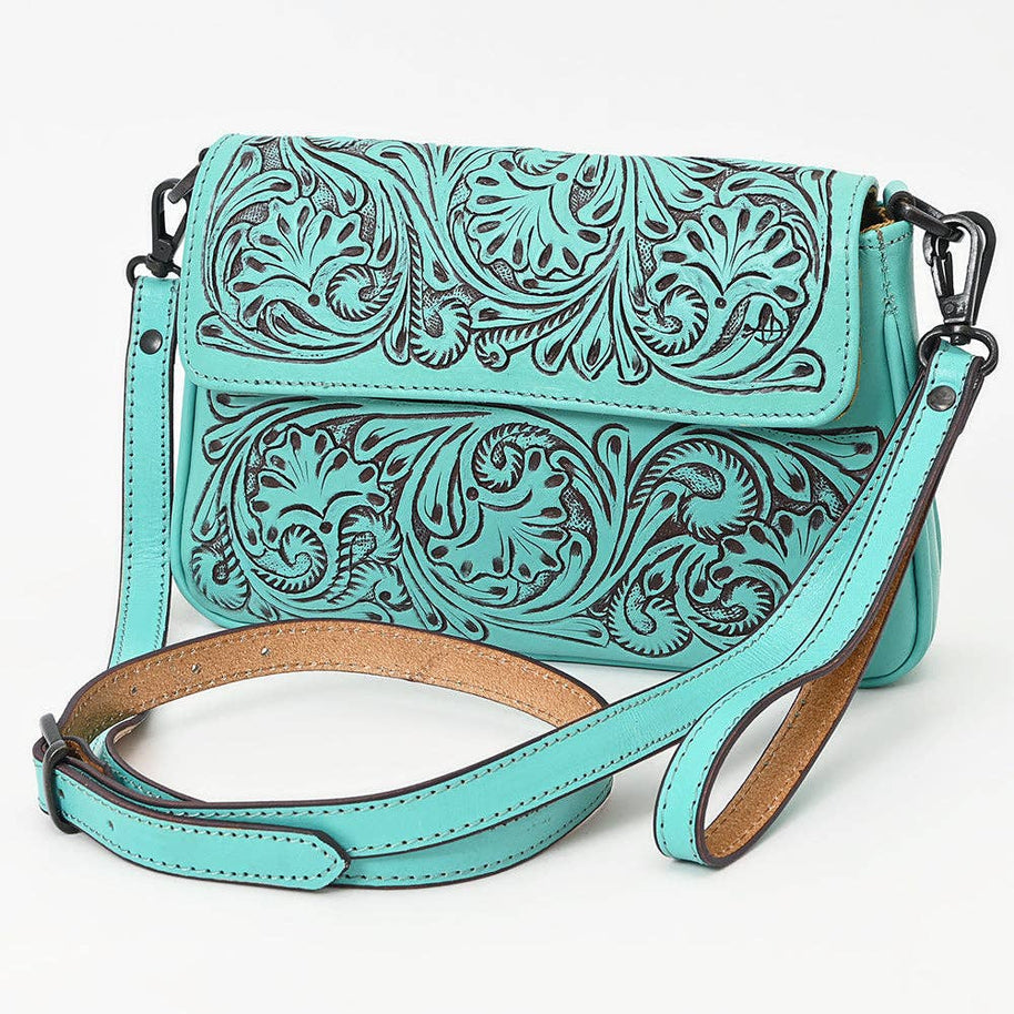 Turquoise Embossed Crossbody