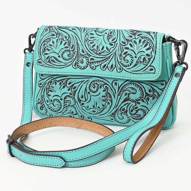 Turquoise Embossed Crossbody