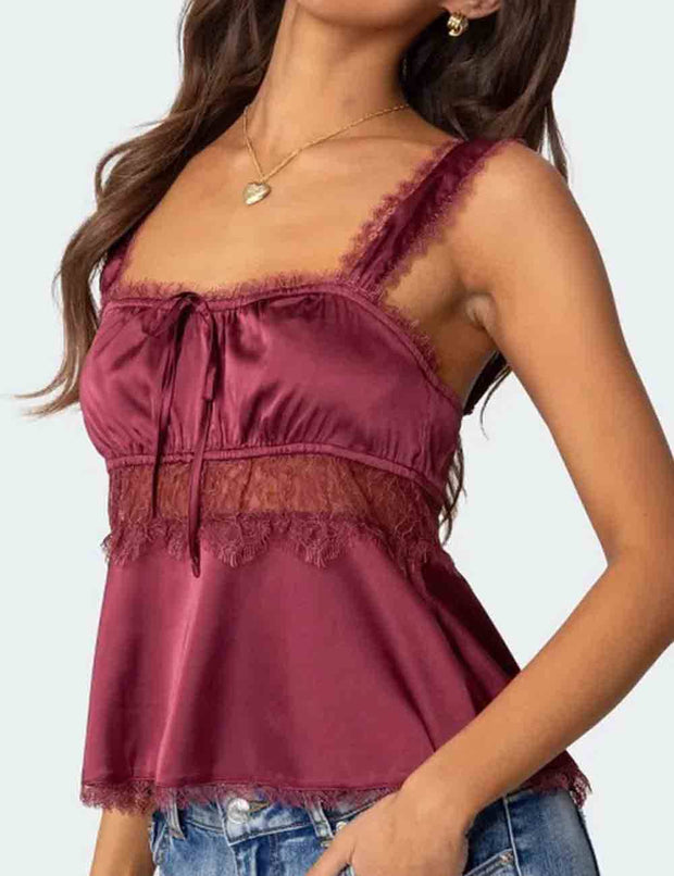 Backless Babydoll Tank Top, Burgundy
