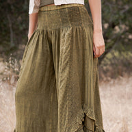 Mineral Wash Lace Tiered Ruffle Pants