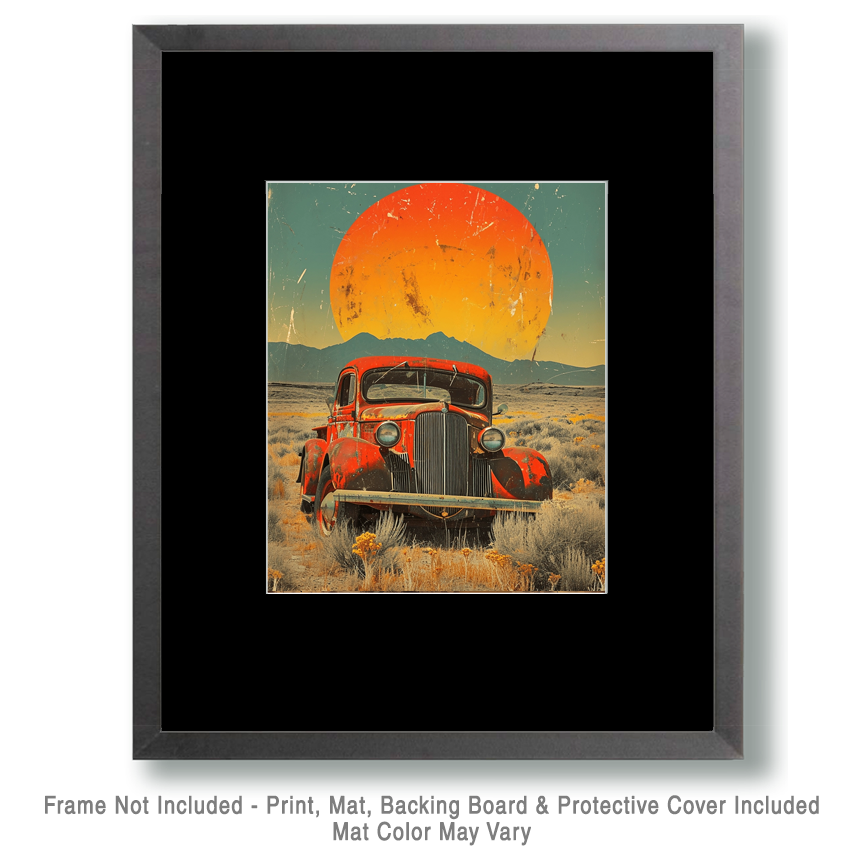 Vintage Southwest New Mexico Old Pickup Truck 8"x10" Art Print with Matte