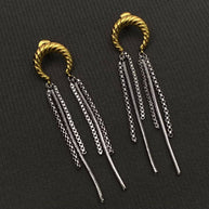 18K GP Chain fringe S. Steel Moon Earrings