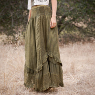 Mineral Wash Lace Tiered Ruffle Pants