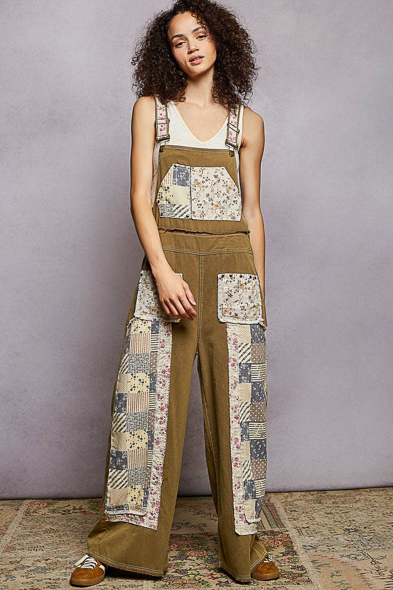 Patchwork & Studs Overalls
