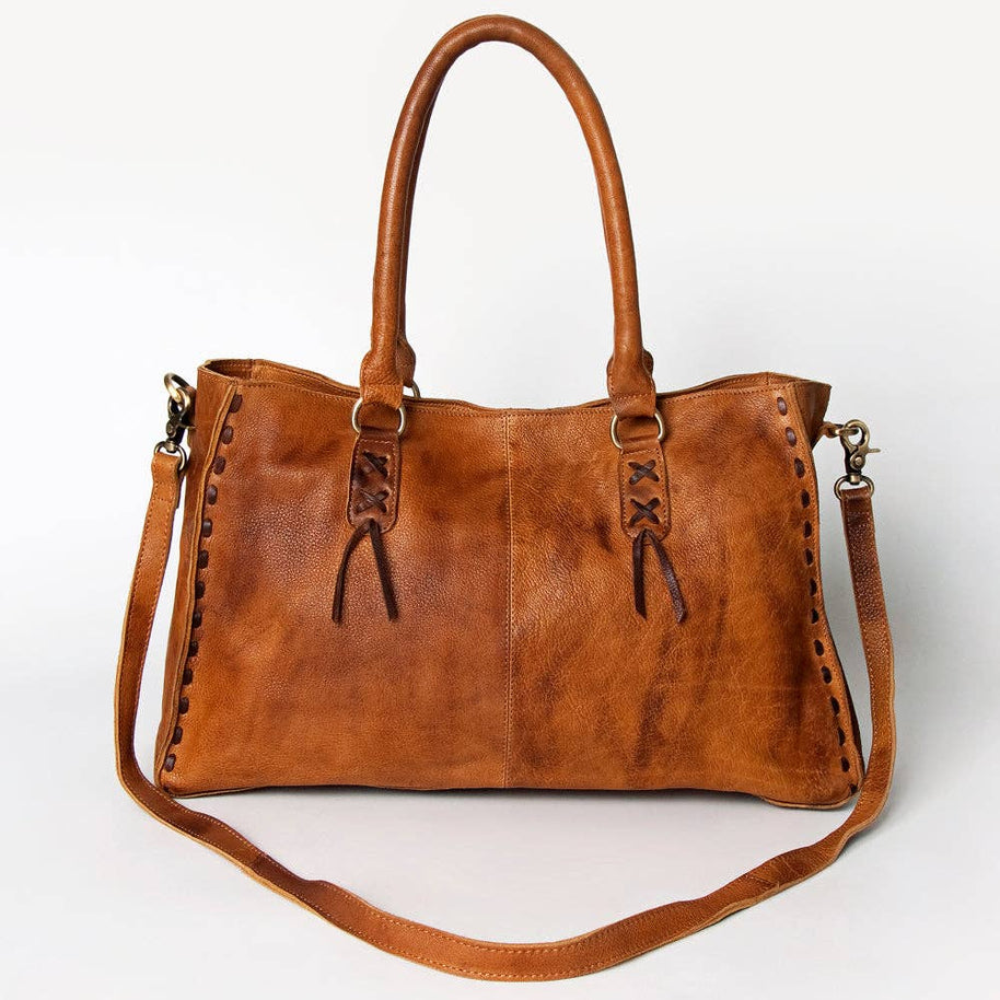 Genuine Leather Tote with Fringe