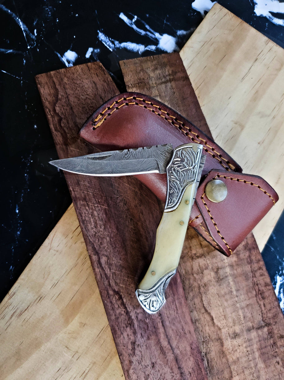 Bone & Engraved Pocket Knife