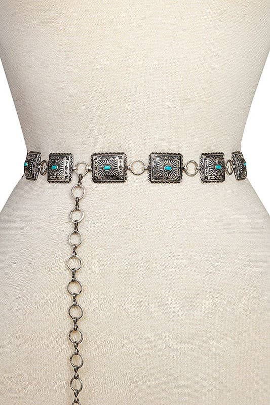 Etched Rectangular Concho Belt