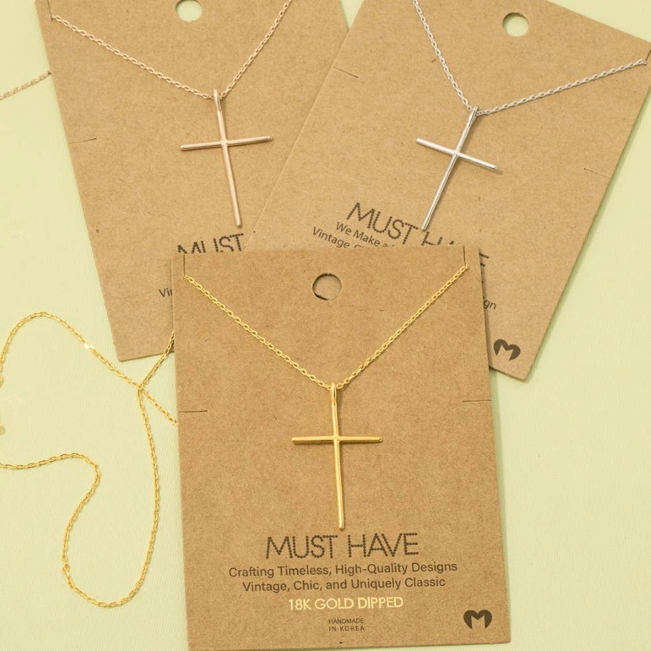 Metallic Cross Necklace