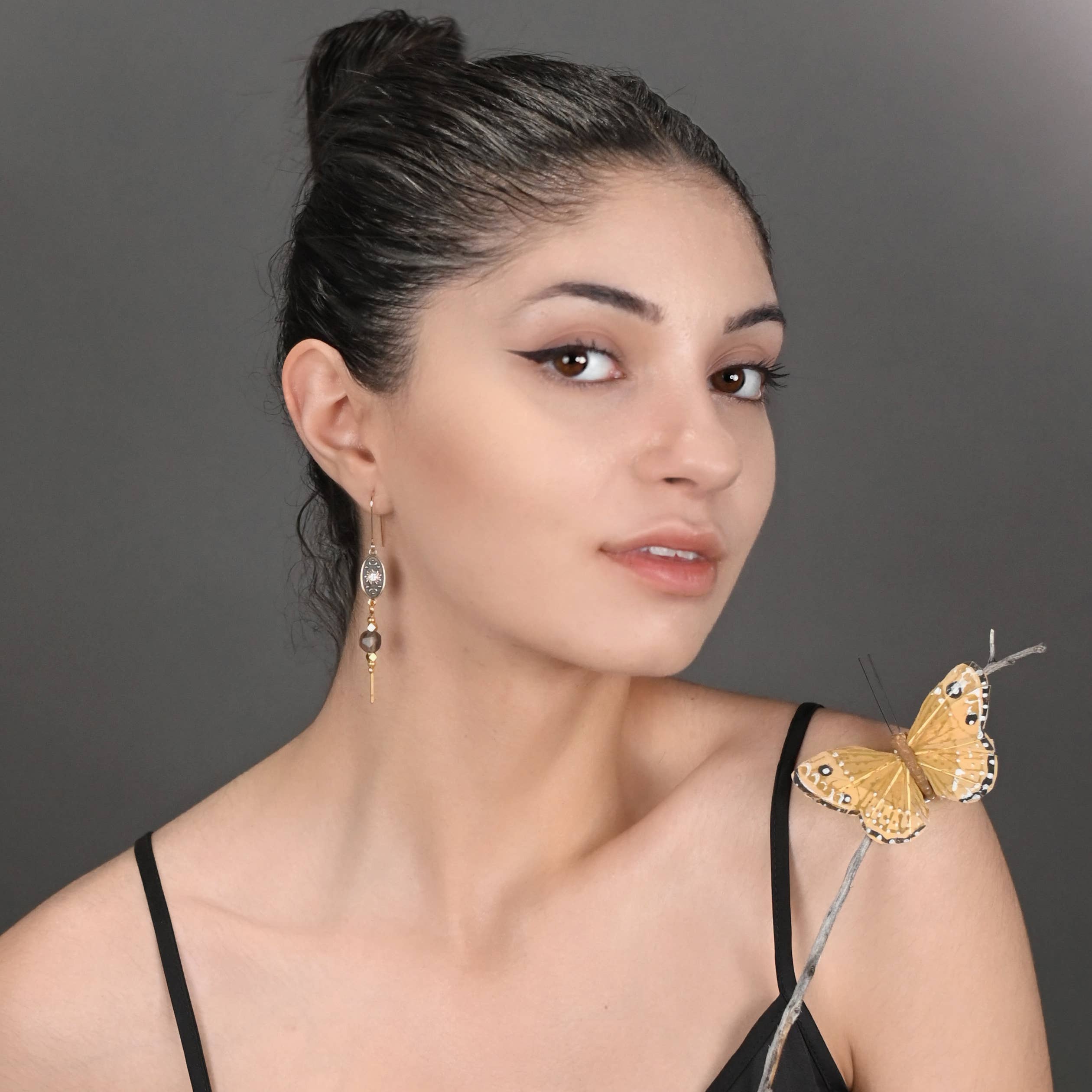 Vintage Cast Sun & Moon w/Semi Precious Stick Option Earring