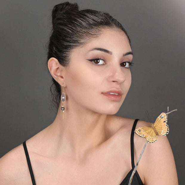 Vintage Cast Sun & Moon w/Semi Precious Stick Option Earring