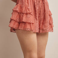 Eyelet Ruffle Tiered Shorts