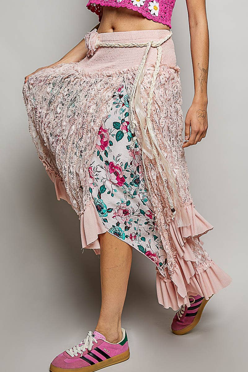 Reverse Ruffle Lace Skirt