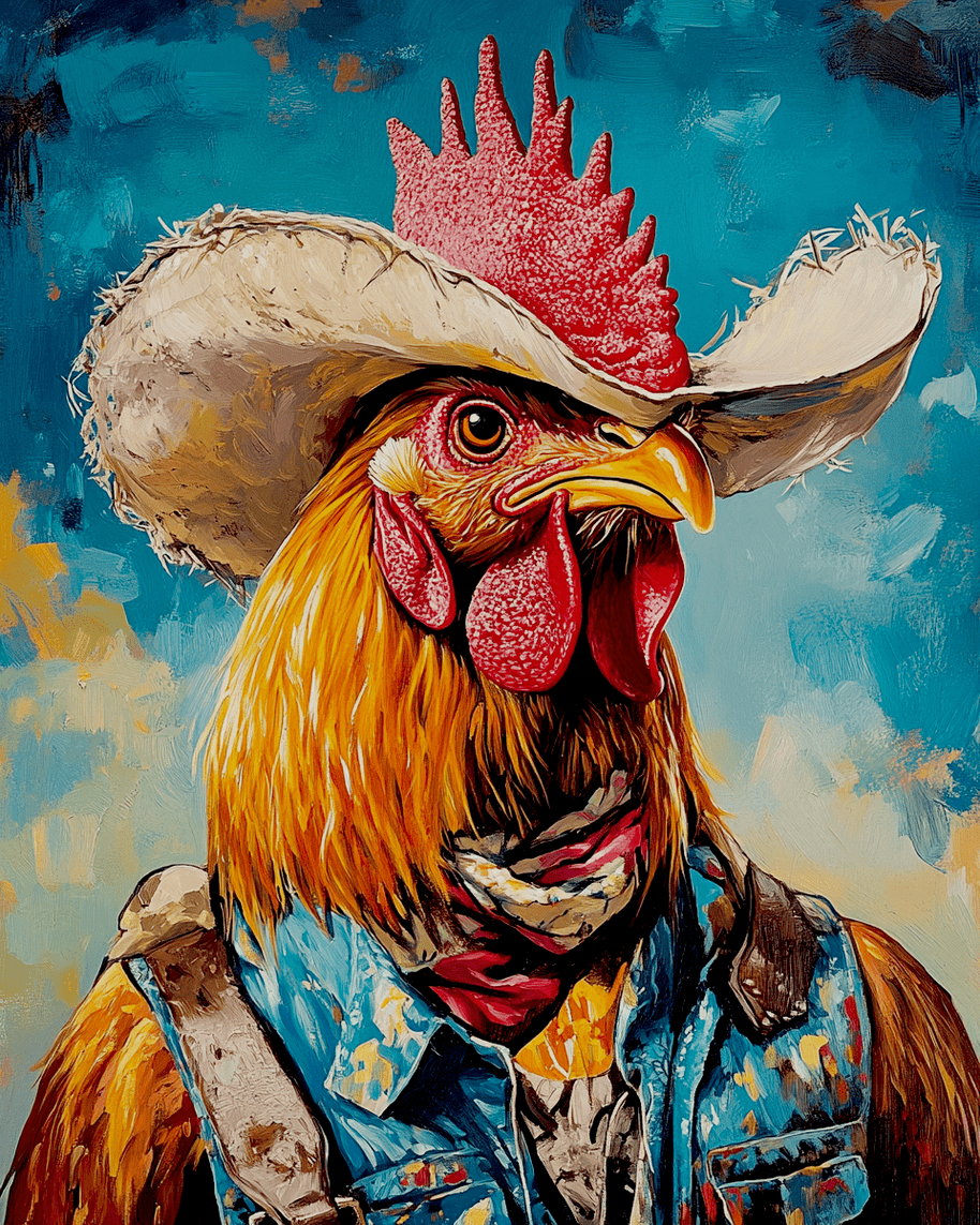 Cowboy Chicken Art Print