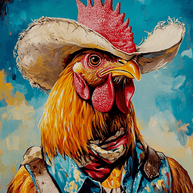 Cowboy Chicken Art Print